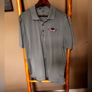 Adidas Golf Climacool Polo Men’s L Gray Striped Embroidered Logo